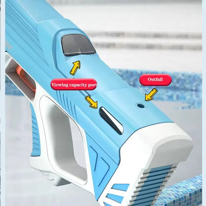 W pełni automatyczny elektryczny pistolet na wodę 43 cm – przenośna zabawka na plażę, idealna do walk wodnych dla dzieci.
