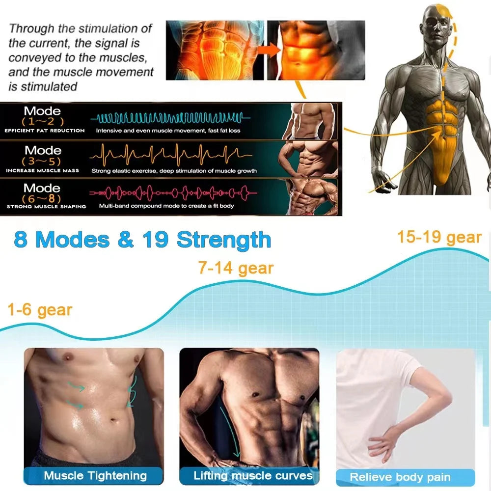 EMS stymulator mięśni do masażu, terapii, rzeźbienia i budowy mięśni brzucha, ulga w bólu, fitness całego ciała.
