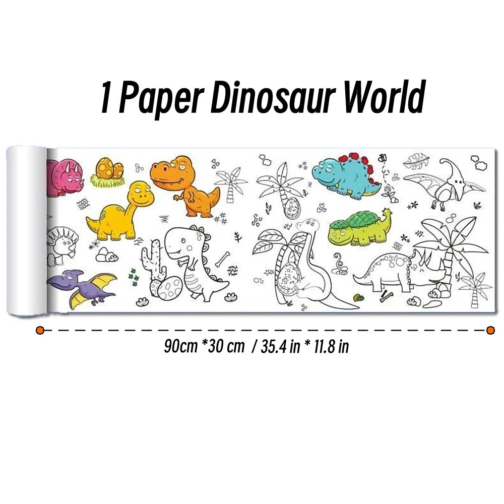 Papier do rysowania dla dzieci – 90 cm zwijany arkusz do kolorowania z motywem zwierząt, papier do malowania i wycinania, edukacyjna zabawka szkolna.