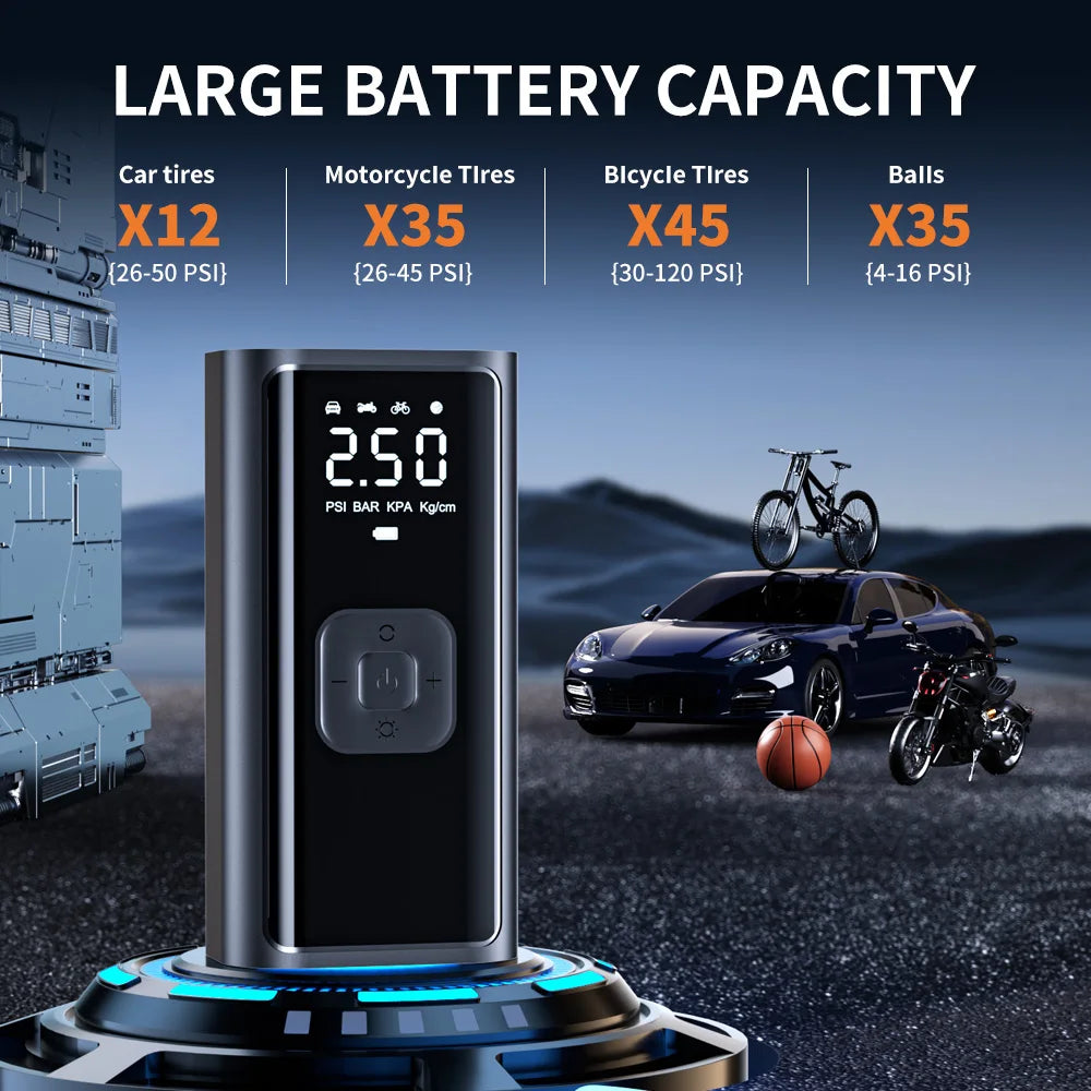 YIJU – bezprzewodowa, cyfrowa pompka do opon samochodowych i rowerowych