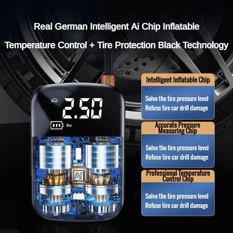 EAFC – przenośny elektryczny kompresor samochodowy 150PSI z funkcją pompowania i oświetleniem