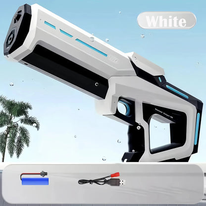 43 cm W pełni elektryczny automatyczny pistolet na wodę – przenośna zabawka dla dzieci do letnich bitew wodnych na plaży.