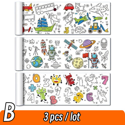 Papier do rysowania dla dzieci – 90 cm zwijany arkusz do kolorowania z motywem zwierząt, papier do malowania i wycinania, edukacyjna zabawka szkolna.