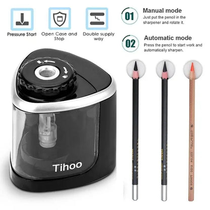 Electric Auto Pencil Sharpener for Students, Helical Steel Blade Sharpener for Artists, Colored Pencils for Kids and Adults 8005