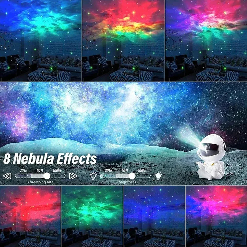 Projektor LED Astronauta – gwiaździste niebo w pokoju dziecka, idealna lampka nocna i dekoracja sypialni, świetny prezent.