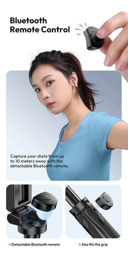 Magnetyczny statyw i selfie stick Ulanzi JJ03 z pilotem Bluetooth – idealny do iPhone 16–13 Pro Max, nagrań i streamingu.