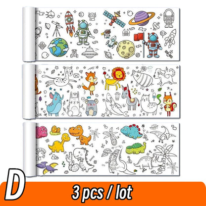 Papier do rysowania dla dzieci – 90 cm zwijany arkusz do kolorowania z motywem zwierząt, papier do malowania i wycinania, edukacyjna zabawka szkolna.