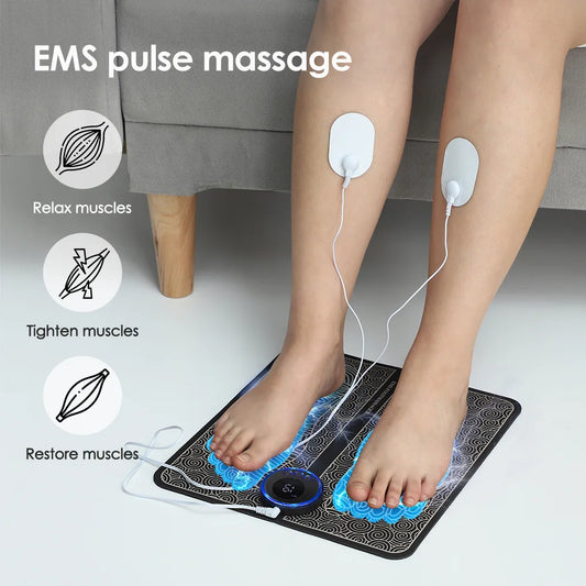 EMS Foot Massager Pad to urządzenie, które łagodzi ból, poprawia krążenie, relaksuje stopy i stymuluje mięśnie.