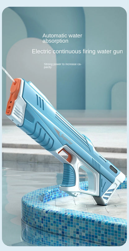 W pełni automatyczny elektryczny pistolet na wodę 43 cm – przenośna zabawka na plażę, idealna do walk wodnych dla dzieci.
