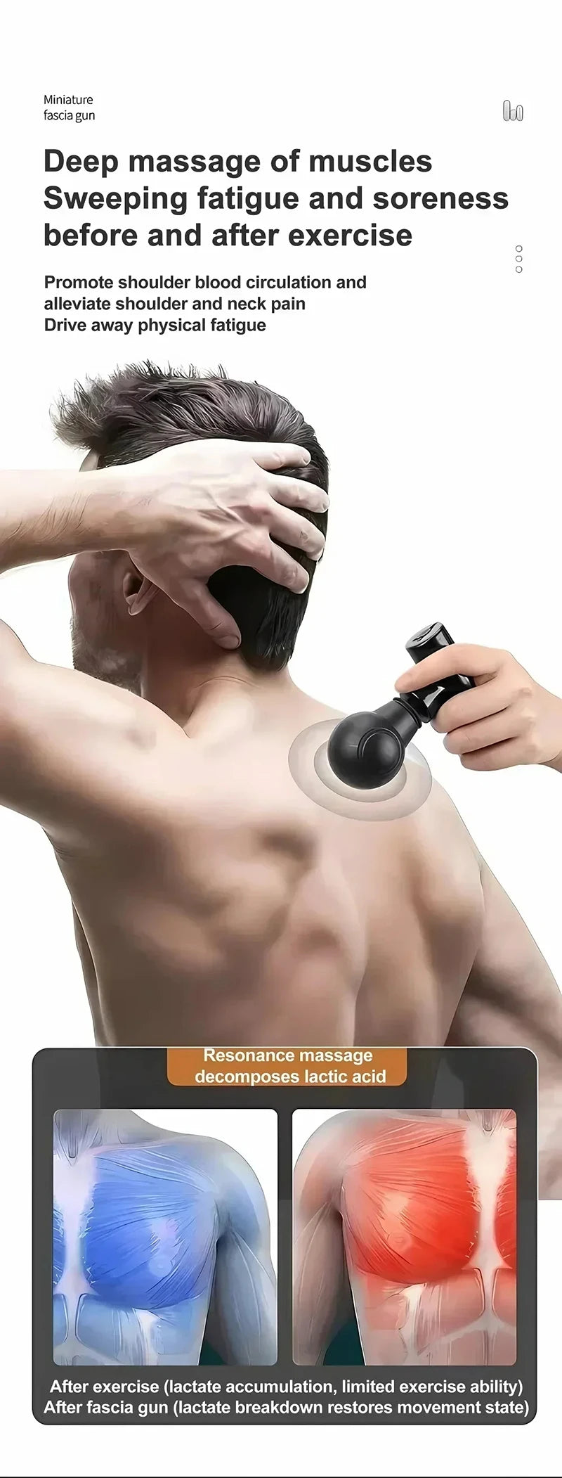 Xiaomi Portable Fascial Massage Gun Massager For Body Neck Back Deep Tissue Muscle Relaxation Pain Relief Tool Small Handheld