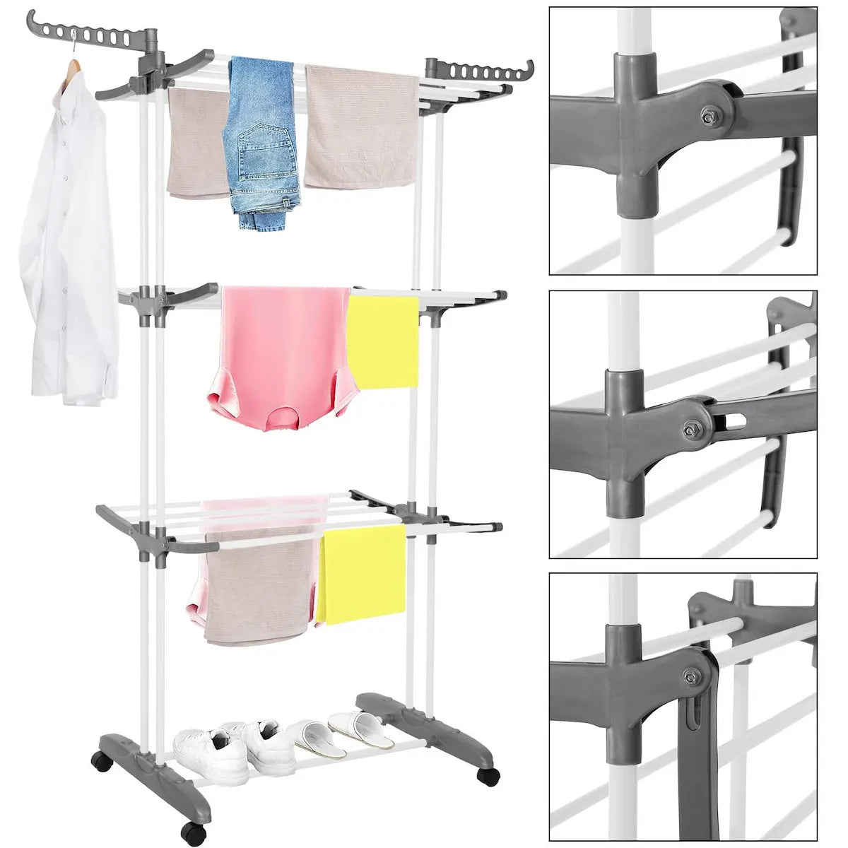 Springos® Suszarka balkonowa składana pionowa 170x75,5x57 cm – wygodne suszenie nawet dużych ilości prania