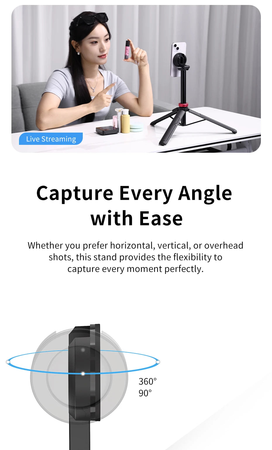Statyw i selfie stick 2w1 Ulanzi MT-84 z MagSafe i pilotem Bluetooth – idealny do vlogów, streamingu, iPhone 16/15.