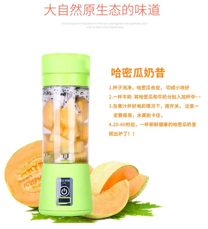 NOWOŚĆ! Mini przenośny blender USB z 6 ostrzami – do smoothie, soków i koktajli. Idealny w podróży.