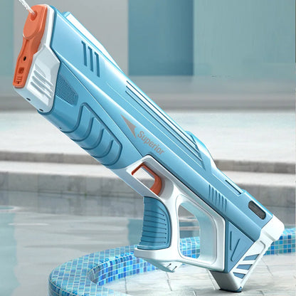 43 cm W pełni elektryczny automatyczny pistolet na wodę – przenośna zabawka dla dzieci do letnich bitew wodnych na plaży.