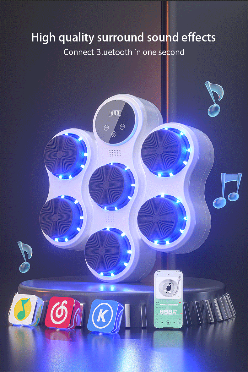 Bluetooth Music Boxing Machine Muay Thai Training Sandbag Sports Fitness Reaction Practice Boxing Training Equipment Wall Target
