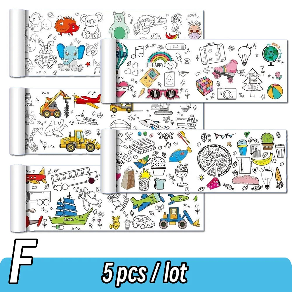 Papier do rysowania dla dzieci – 90 cm zwijany arkusz do kolorowania z motywem zwierząt, papier do malowania i wycinania, edukacyjna zabawka szkolna.