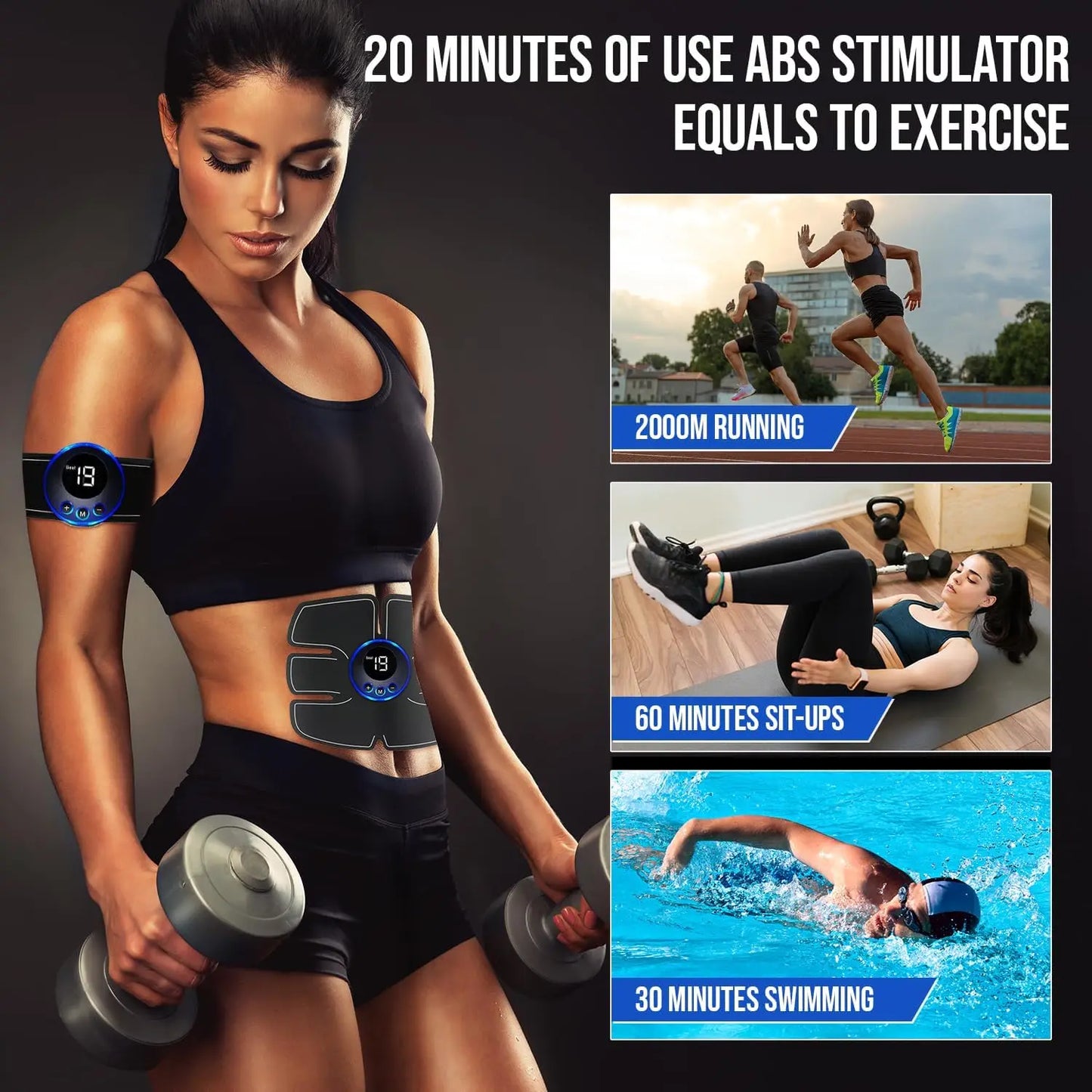 EMS stymulator mięśni do masażu, terapii, rzeźbienia i budowy mięśni brzucha, ulga w bólu, fitness całego ciała.