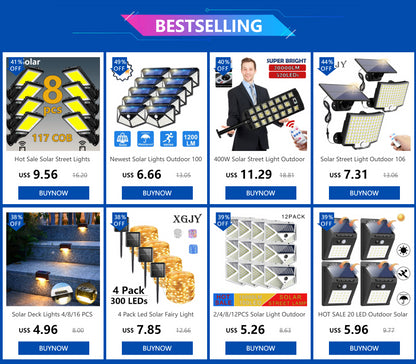 Najnowocześniejsze lampy solarne z czujnikiem ruchu – 100 LED, 3 tryby, wodoodporne IP65