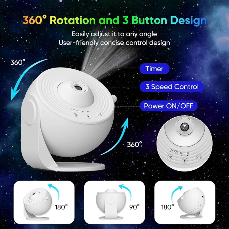 LED Projektor Galaktyki – Obrotowa Lampka Nocna Planetarium z Gwiazdami do Pokoju Dziecka