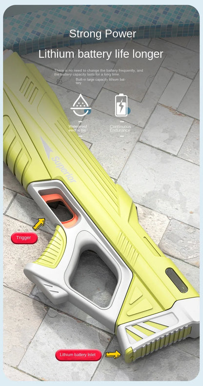 43 cm W pełni elektryczny automatyczny pistolet na wodę – przenośna zabawka dla dzieci do letnich bitew wodnych na plaży.