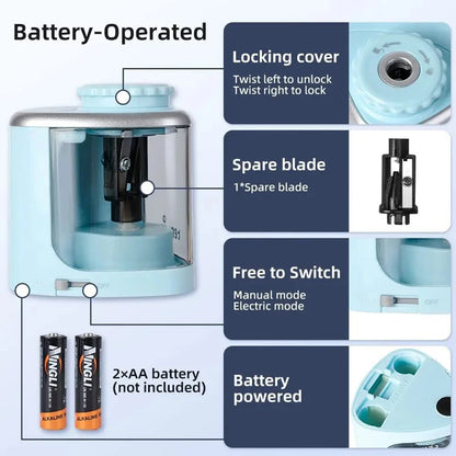 Electric Auto Pencil Sharpener for Students, Helical Steel Blade Sharpener for Artists, Colored Pencils for Kids and Adults 8005