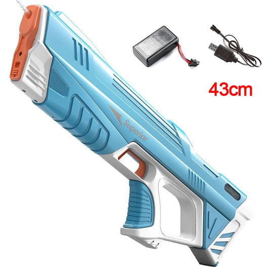 43 cm W pełni elektryczny automatyczny pistolet na wodę – przenośna zabawka dla dzieci do letnich bitew wodnych na plaży.