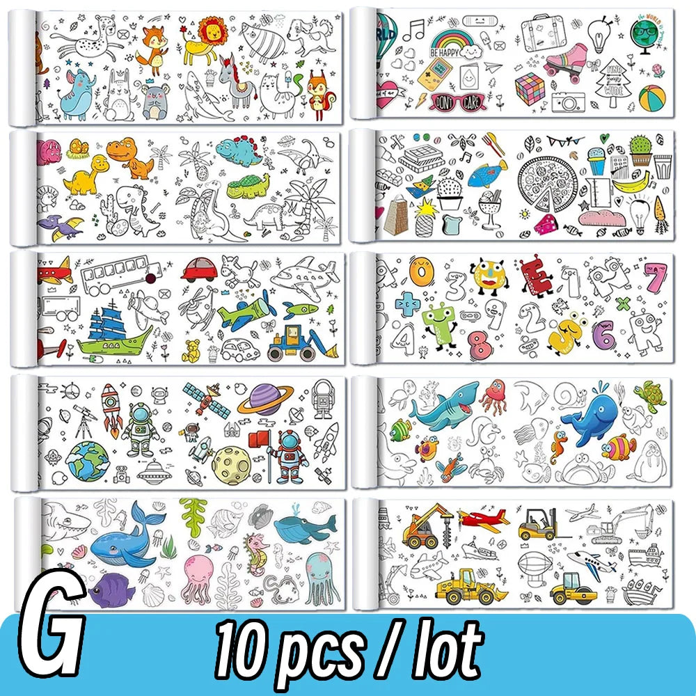 Papier do rysowania dla dzieci – 90 cm zwijany arkusz do kolorowania z motywem zwierząt, papier do malowania i wycinania, edukacyjna zabawka szkolna.