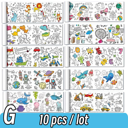 Papier do rysowania dla dzieci – 90 cm zwijany arkusz do kolorowania z motywem zwierząt, papier do malowania i wycinania, edukacyjna zabawka szkolna.