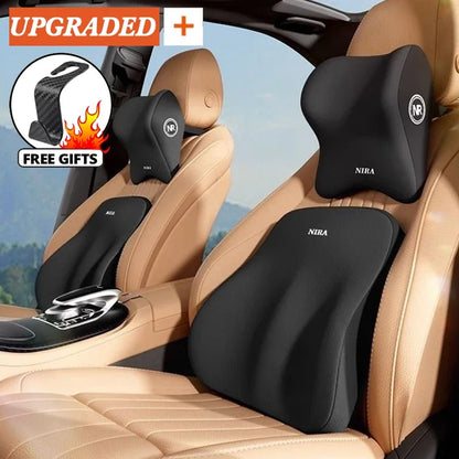 Car Memory Foam Headrest Lumbar Support Car Travel Rest Neck Pillow Back Cushion Seat Waist Supports Car Interior Accessorie