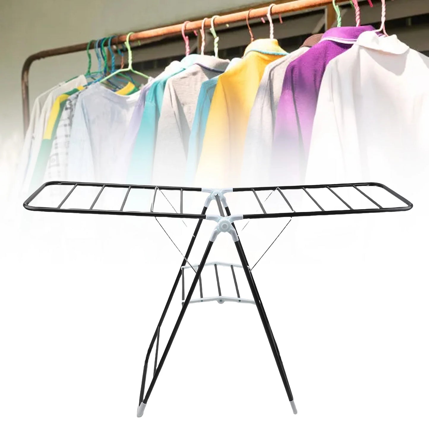 Suszarka na pranie składana ze stali nierdzewnej – TOPINCN | Biała / Czarna