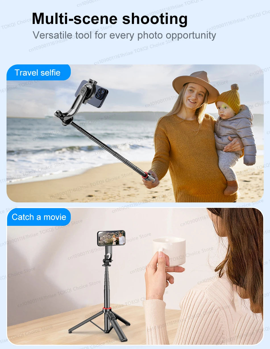 Magnetyczny statyw do selfie do iPhone'a 12-16 Pro Max, 51-calowy statyw podróżny z Magsafe, zacisk do telefonu do smartfona z systemem Android