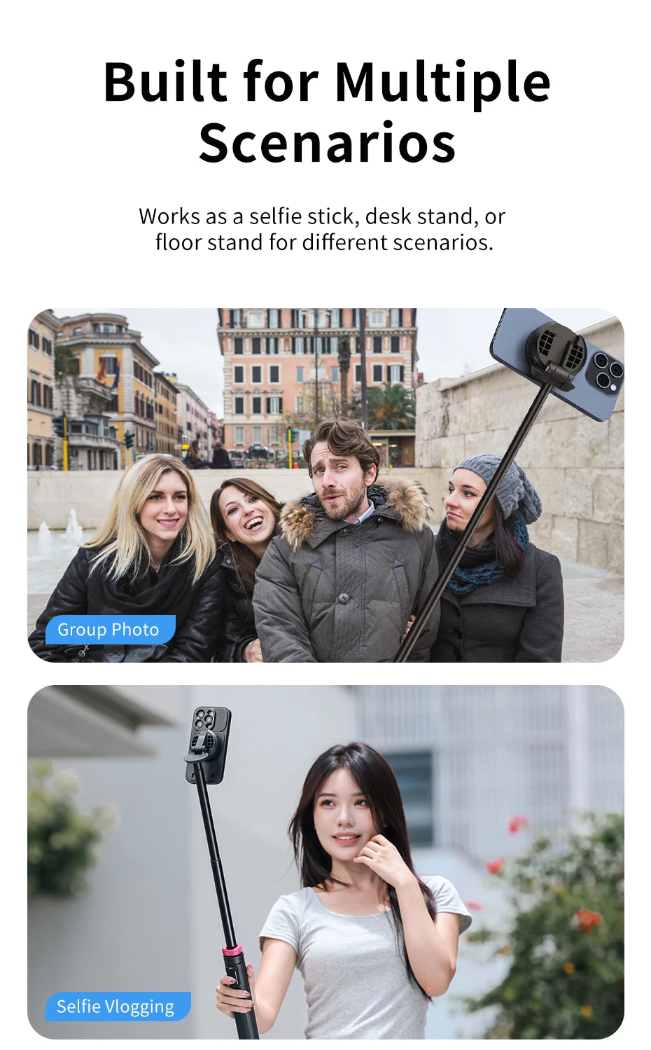 Statyw i selfie stick 2w1 Ulanzi MT-84 z MagSafe i pilotem Bluetooth – idealny do vlogów, streamingu, iPhone 16/15.
