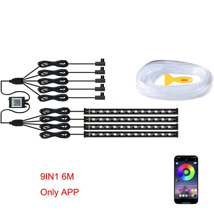 Neonowe LED RGB KIEND – 6w1, 8m, Oświetlenie Ambientowe do Samochodu z Sterowaniem Aplikacją