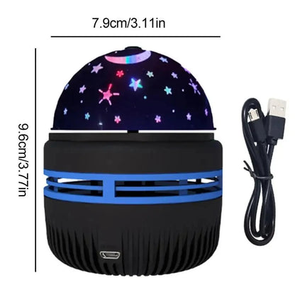 LED Gwiezdne Lampki Nocne – Obrotowa Lampa Projektor Księżyca i Gwiazd USB, do Dekoracji Domu i Pokoju