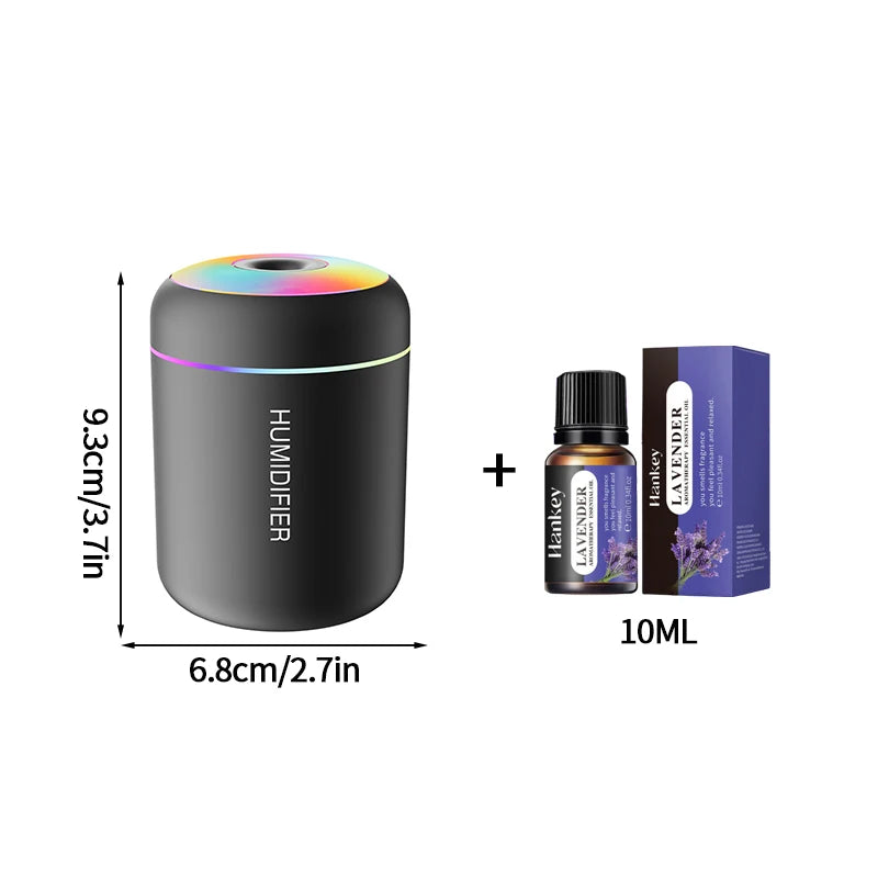 180ML Nawilżacz Powietrza USB z Aromaterapią i LED – Mini Dyfuzor Olejków do Samochodu, Domu i Biura.