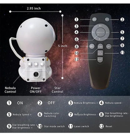 Projektor LED Astronauta – gwiaździste niebo w pokoju dziecka, idealna lampka nocna i dekoracja sypialni, świetny prezent.
