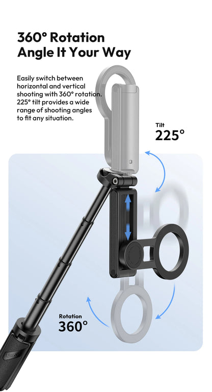 Magnetyczny statyw i selfie stick Ulanzi JJ03 z pilotem Bluetooth – idealny do iPhone 16–13 Pro Max, nagrań i streamingu.