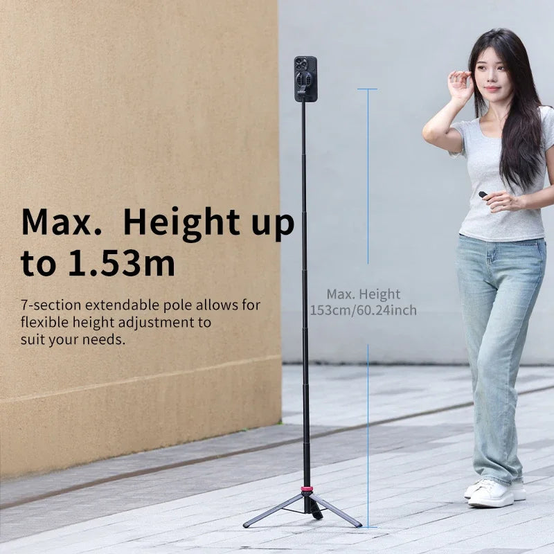 Statyw i selfie stick 2w1 Ulanzi MT-84 z MagSafe i pilotem Bluetooth – idealny do vlogów, streamingu, iPhone 16/15.
