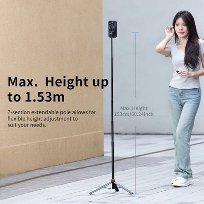 Statyw i selfie stick 2w1 Ulanzi MT-84 z MagSafe i pilotem Bluetooth – idealny do vlogów, streamingu, iPhone 16/15.