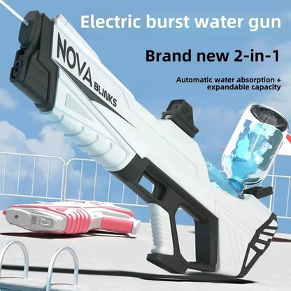 Elektryczny pistolet na wodę z automatycznym napełnianiem – zabawka do letnich bitew wodnych dla dzieci o dużej pojemności.