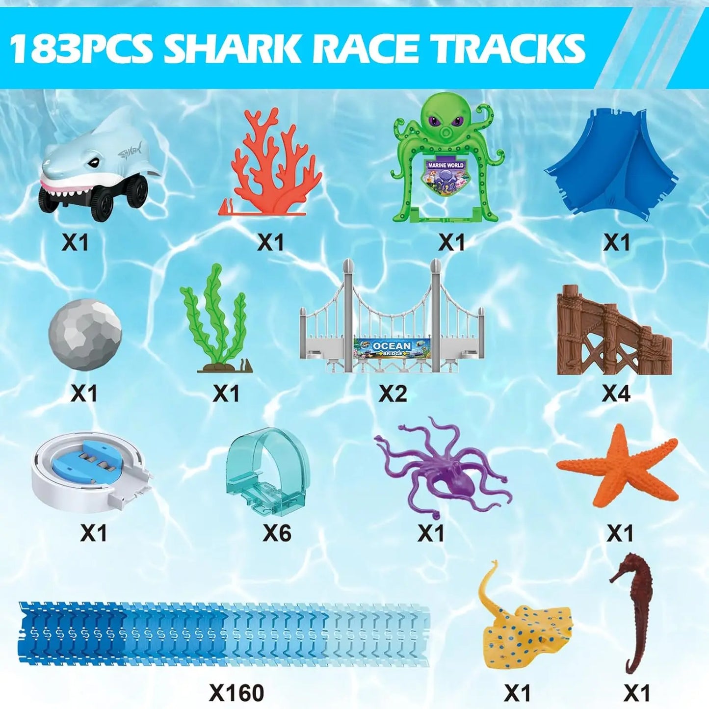 VATOS Shark Race – elastyczny tor wyścigowy z motywem oceanicznym dla dzieci 3+