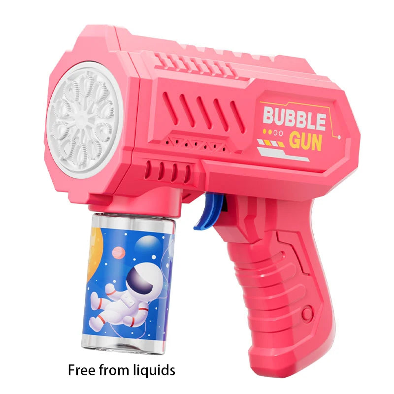 Kolorowy pistolet do baniek z efektem świetlnym, idealny na lato. Automatyczna zabawa, bez rozlewania.