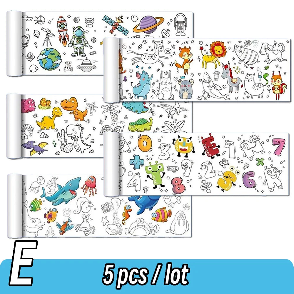 Papier do rysowania dla dzieci – 90 cm zwijany arkusz do kolorowania z motywem zwierząt, papier do malowania i wycinania, edukacyjna zabawka szkolna.