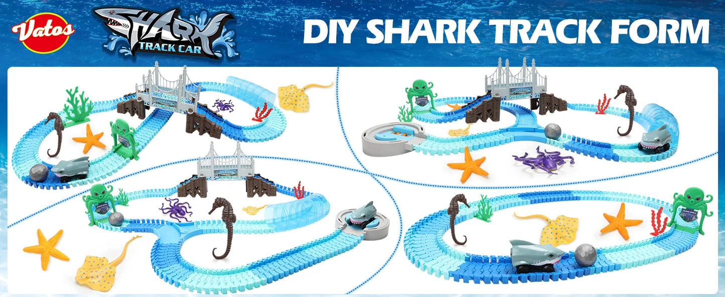 VATOS Shark Race – elastyczny tor wyścigowy z motywem oceanicznym dla dzieci 3+