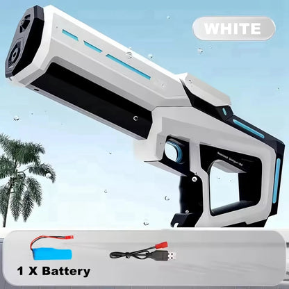 W pełni automatyczny elektryczny pistolet na wodę 43 cm – przenośna zabawka na plażę, idealna do walk wodnych dla dzieci.
