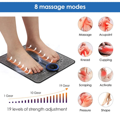 EMS Foot Massager Pad to urządzenie, które łagodzi ból, poprawia krążenie, relaksuje stopy i stymuluje mięśnie.