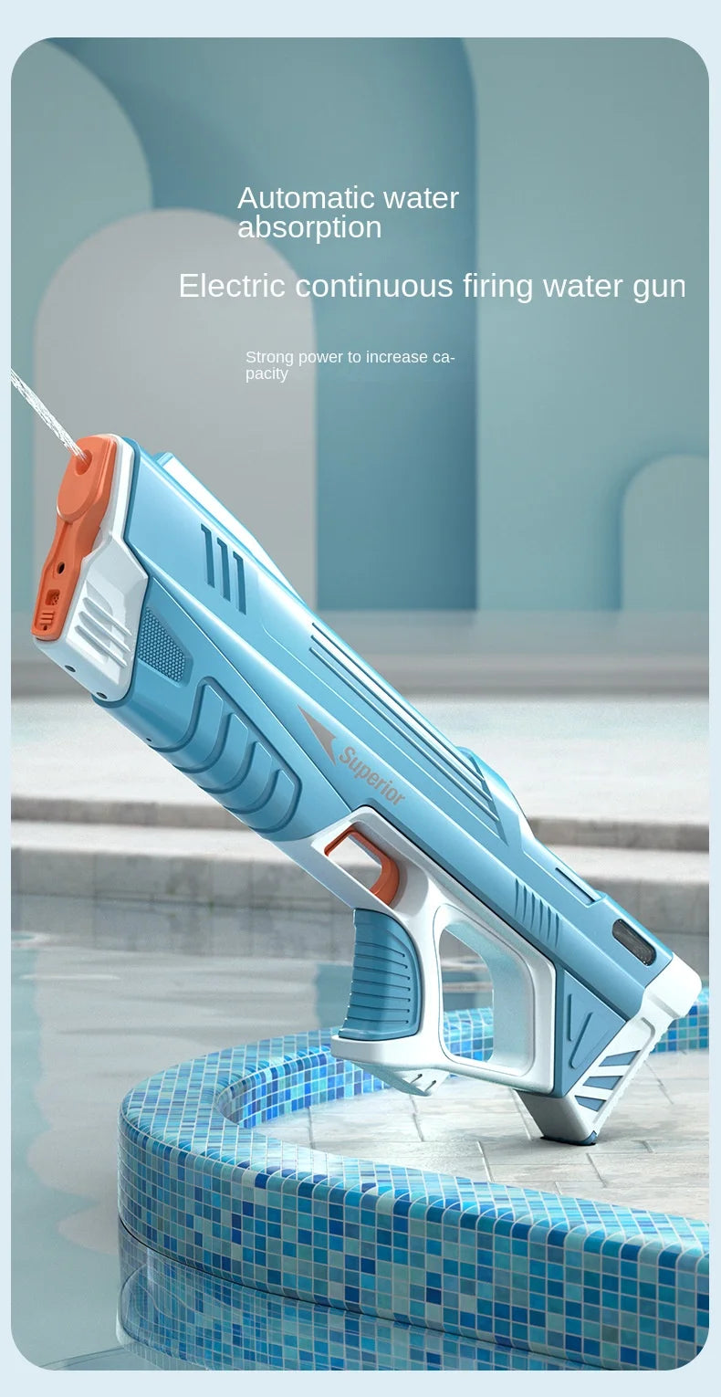 43 cm W pełni elektryczny automatyczny pistolet na wodę – przenośna zabawka dla dzieci do letnich bitew wodnych na plaży.