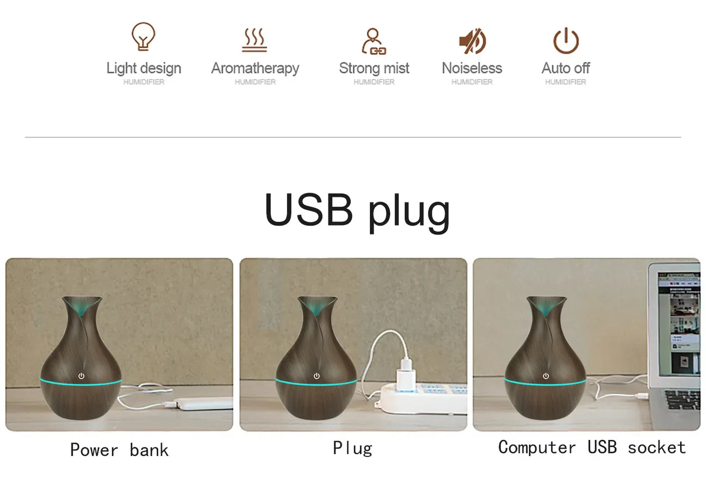 Nawilżacz powietrza 200 ml, dyfuzor olejków eterycznych, mini wytwornica mgiełki USB z kolorowym podświetleniem – do domu, biura i samochodu.