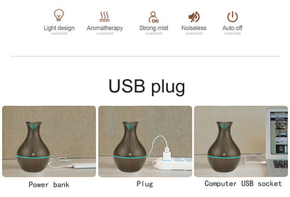 Nawilżacz powietrza 200 ml, dyfuzor olejków eterycznych, mini wytwornica mgiełki USB z kolorowym podświetleniem – do domu, biura i samochodu.