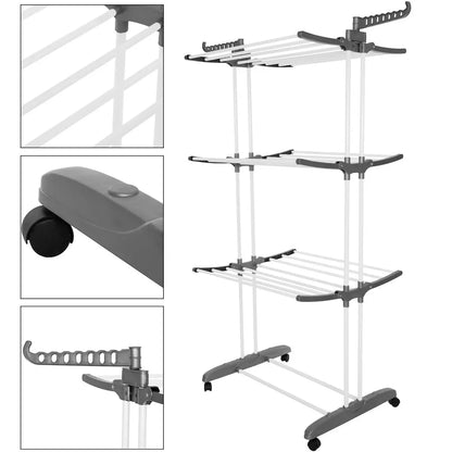 Springos® Suszarka balkonowa składana pionowa 170x75,5x57 cm – wygodne suszenie nawet dużych ilości prania